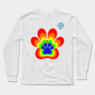 Rainbow Dog Paw / colorful paw / rainbow, Long Sleeve T-Shirt